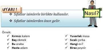 4 Sınıf Sıfatlar Konu Anlatımı ve Örnekleri